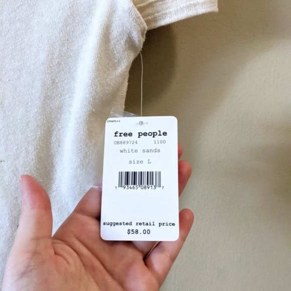 New Free People White Sands Poppy Polo Button Top - Picture 4 of 10